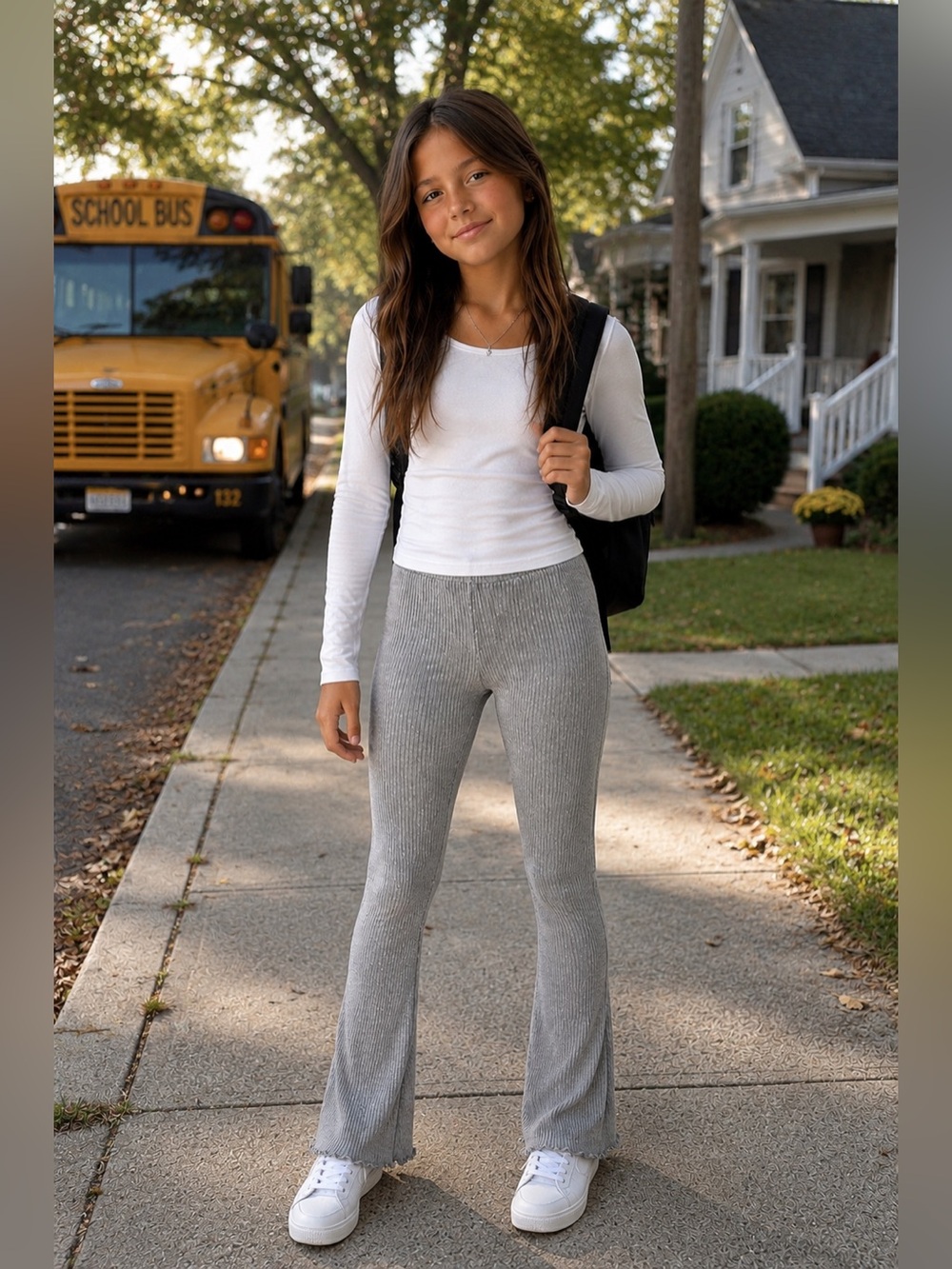 wonder nation Gray Ribbed Flared Leggings L 10/12